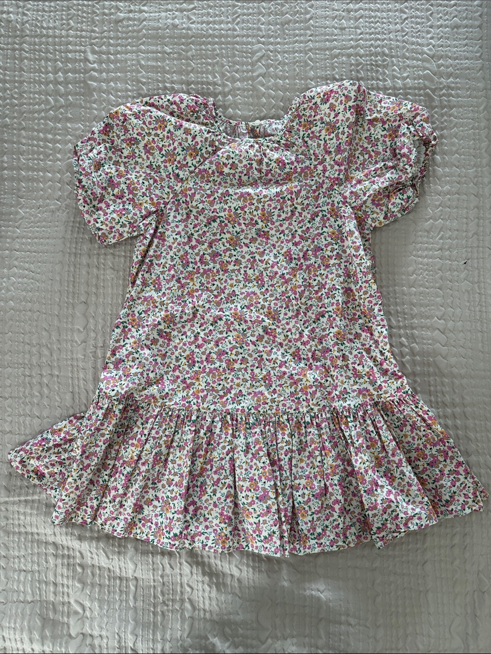 Zara Pink Multi Floral Puff-Sleeve Dress
